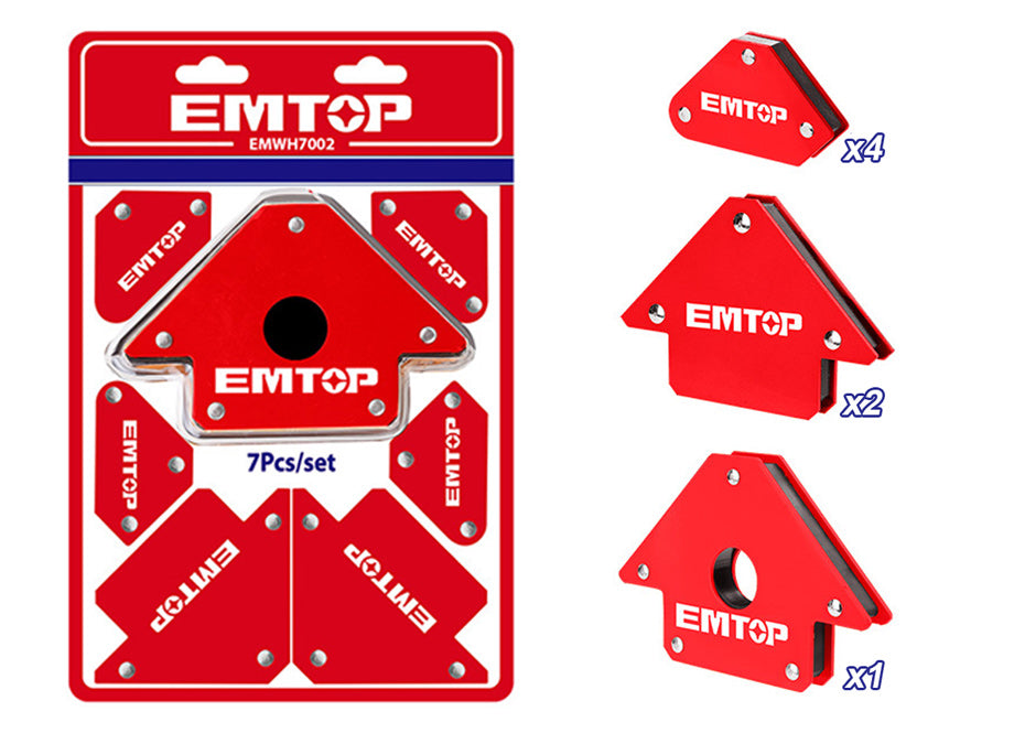 7 Escuadras Magneticas Soldar EMTOP (1x4" 23KG - 2x3" 11.5KG - 4xMini 4.5KG)