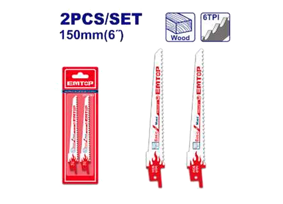 Blister 2 Sierras Madera Para Sierra Sable Hcs (150mm ) EMTOP