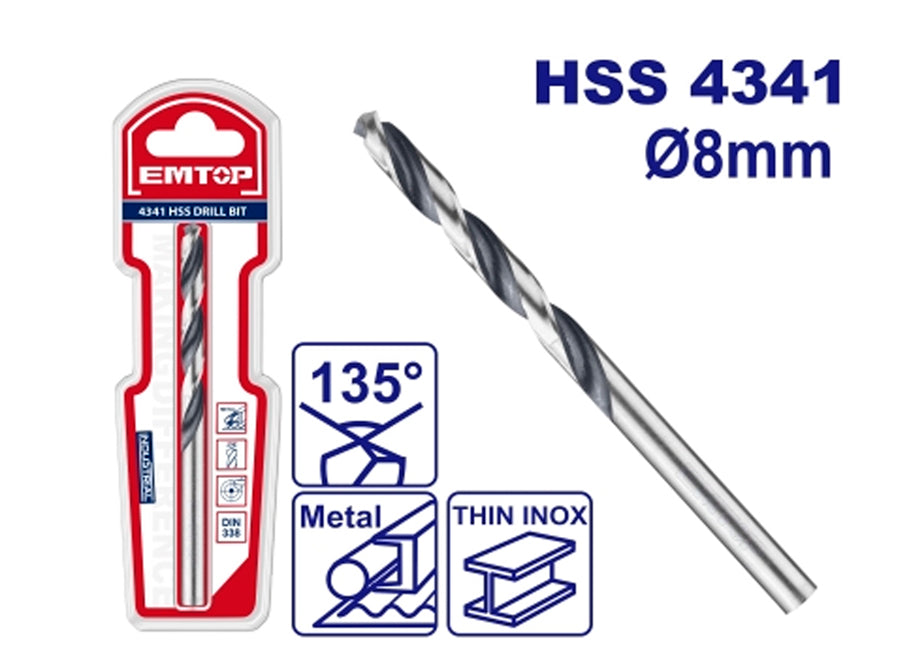 Broca Taladro Hss (8MM - HSS4341 135º) EMTOP