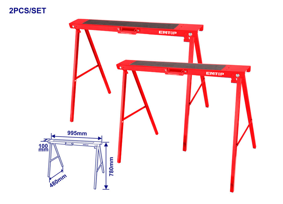 Caballete Plegable (2 Uds) - 100 Kg - Alto 780mm Con Antideslizante