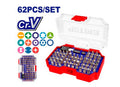 Caja 62 Pcs Punteras Y Soporte Destornillador PZ0 PH0 TX10 H3 HT3 M6 SP6 TW2 TS8