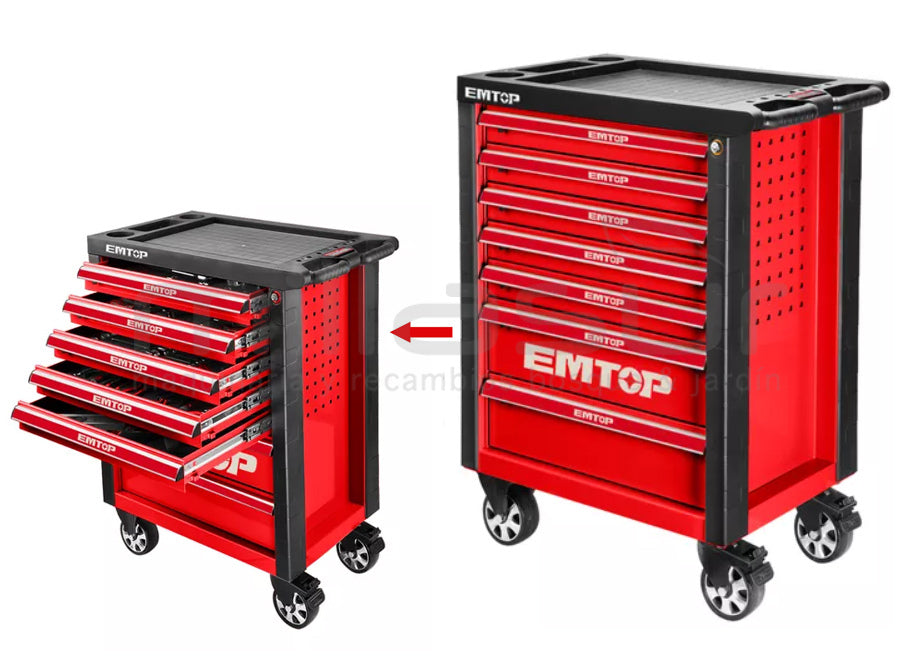 Carro Portaherramientas 7 Cajones Con 328PCS EMTOP