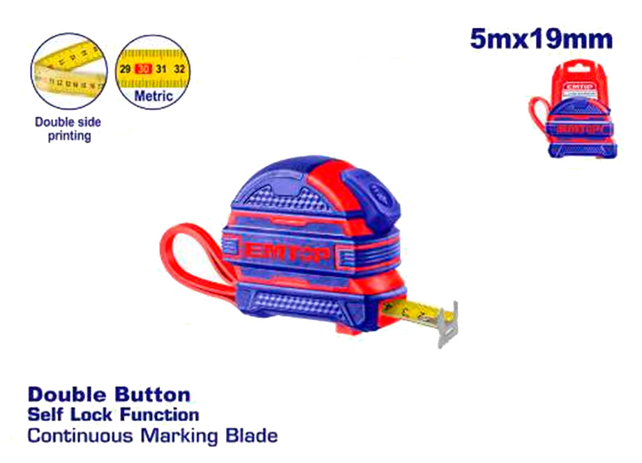 Cinta Metrica 5M X 19mm (boton Stop - Cubierta Goma)