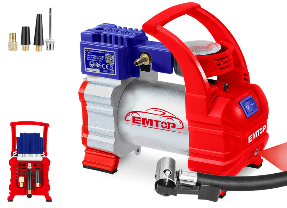 Compresor Aire Para Coche DC12V - 10A 10BAR 35L/min EMTOP