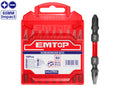 Conjunto 10 Punteras Destornillador Impacto (PH2 + SL6 - 65mm) EMTOP
