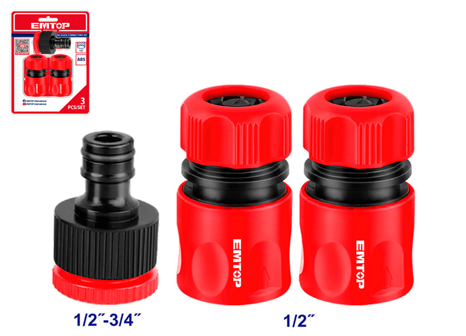 Juego 3 Conectores Manguera 1/2" EMTOP