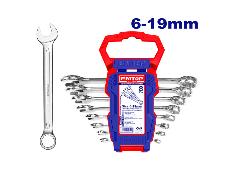 Juego De Llaves Taller 6-19MM 8 Pcs (6, 8, 10, 12, 14, 15, 17, 19)