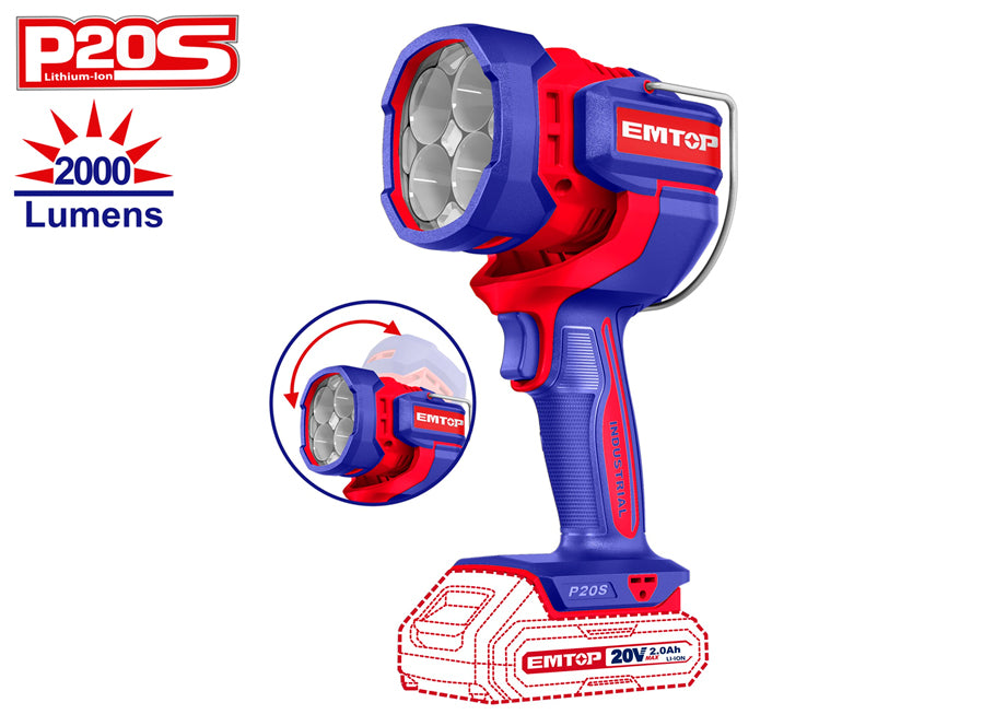 Lámpara 22,5W 20V EMTOP - 2000 Lumens - P20S (no Incluye Batería Ni Cargador)