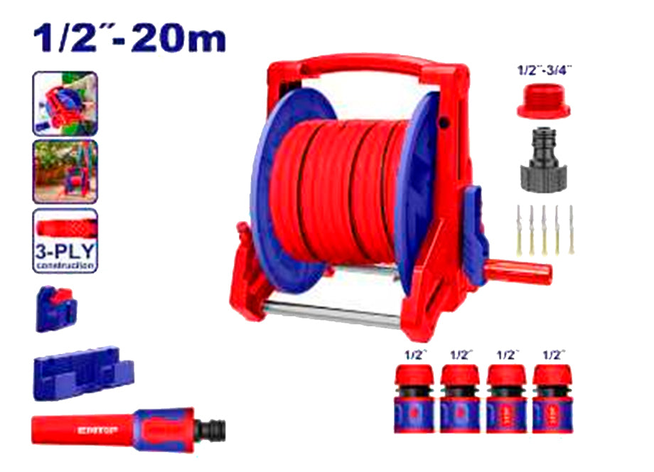 Manguera Jardin 1/2" - 20M Con Conectores, Soporte, Regadera- EMTOP
