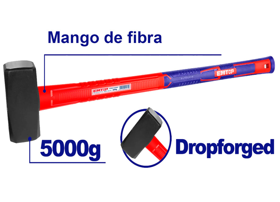 Martillo Marra 5KG EMTOP (mango Fibra Vidrio)