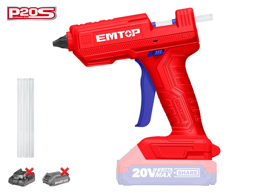 Pistola Silicona EMTOP Bateria 20V - P20S - (11.2mm - 13-18g/min - Blister)