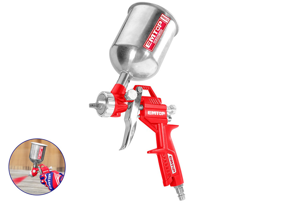 Pistola Spray 1.5MM EMTOP - 400cc - 3-4 Bar - Para Compresor