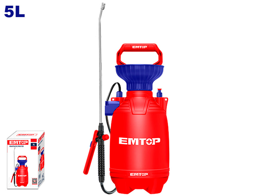 Pulverizador 5L 2.5BAR EMTOP - Lanza Metalica