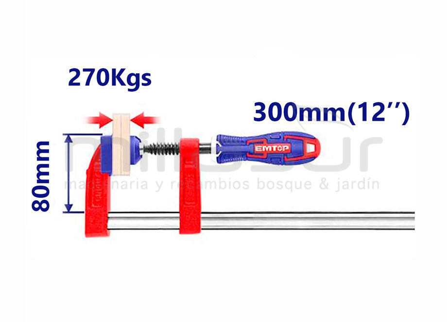 Sargento De Apriete 80x300 Mm 270 Kgs EMTOP