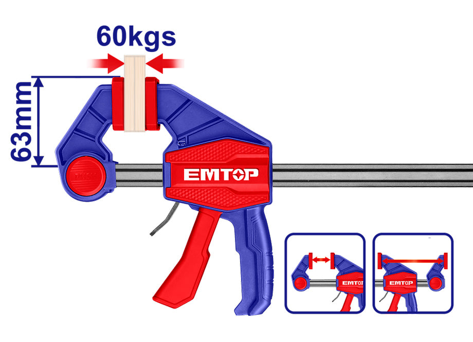 Sargento Rapido De Apriete 63x450 Mm 60 Kgs EMTOP