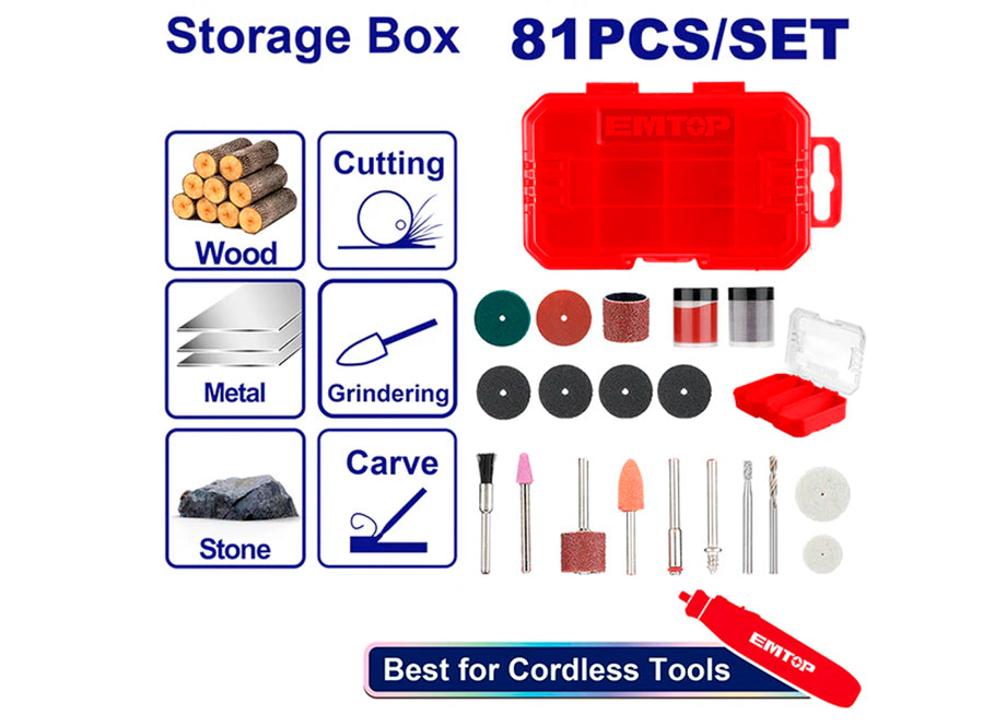 Set Accesorios Para Multidrill EMTOP (81 Pcs)